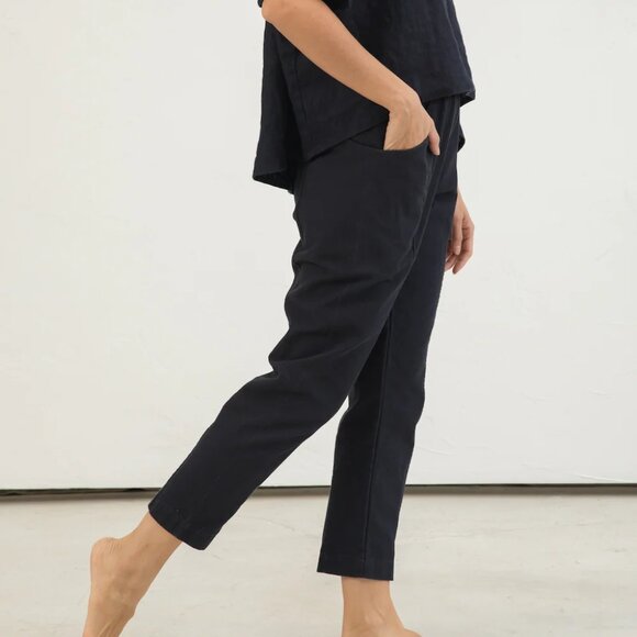 ELIZABETH SUZANN Clyde Work Pant Black Cotton Canvas - 4T - Picture 1 of 13